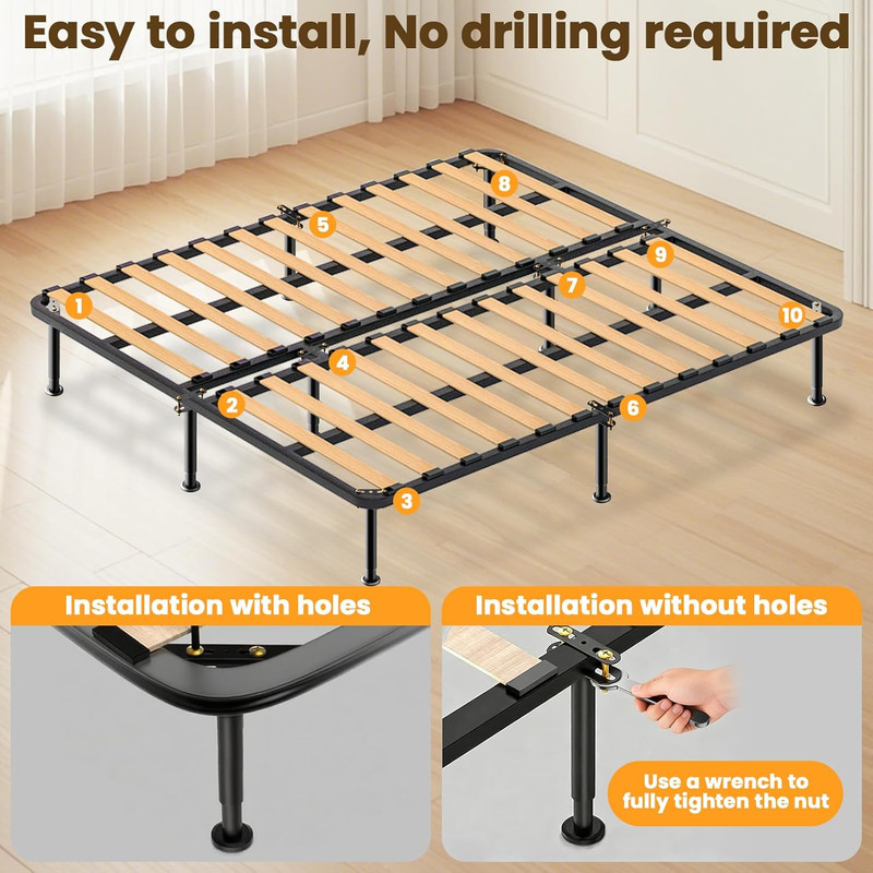7.08-13 Inch Bed Frame Legs, 4Pcs Adjustable Bed Support Legs, Metal Bed Frame S gallery