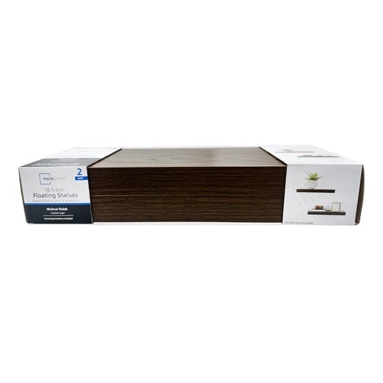 Mainstays Walnut 16.5" Wood Floating Shelves, Set of 2 gallery