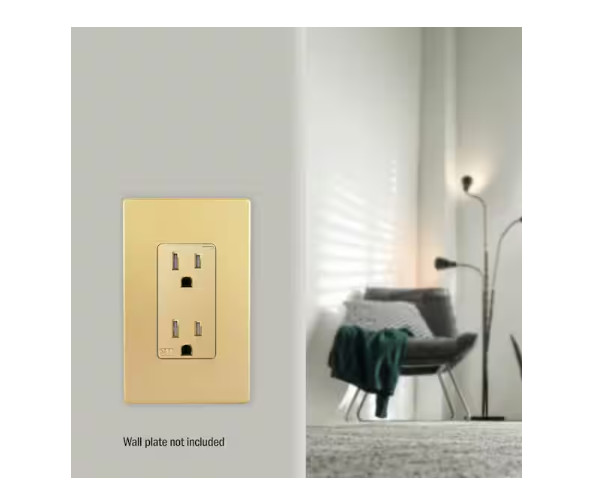 ENERLITES 15A Tamper Resistant Decorator Duplex Outlet Gold 20-Pack Receptacle gallery