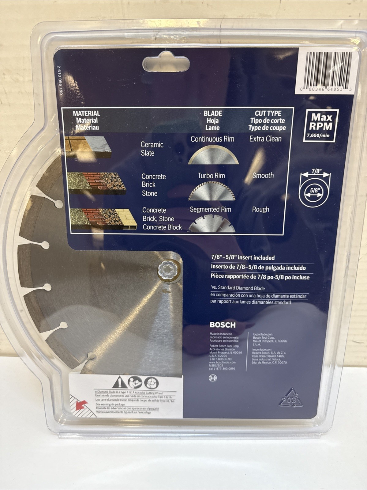BOSCH DB1041E 10 in. Xtreme Segmented Rim Diamond Blade w/ 5/8 in. 7/8 in Arbor gallery