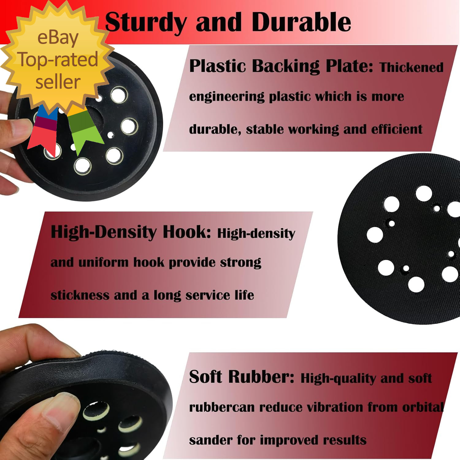 2 Pack 5 Inch 8 Hole Hook-And-Loop Replacemet Sanding Pad for SKIL SR211601 gallery