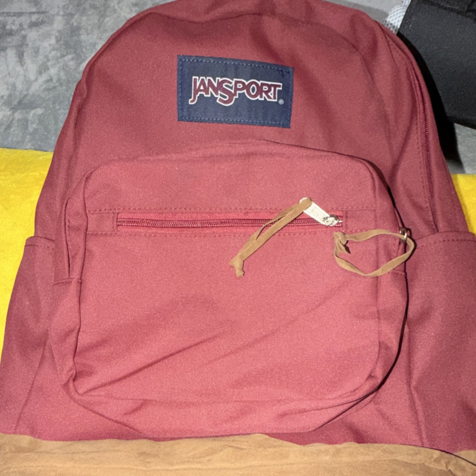 JanSport Red Brown Hiking Backpack Polyester Adjustable Straps External Pocket
