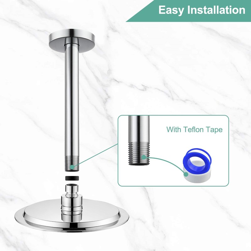 12 Inch Ceiling Mounted Shower Arm with Flange for Fixed Rain Shower Head gallery