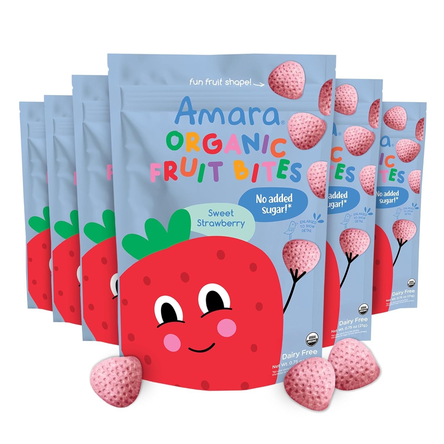 Amara Organic Fruit Bites Sweet Strawberry Snacks for Kids - 21g - 6PK gallery
