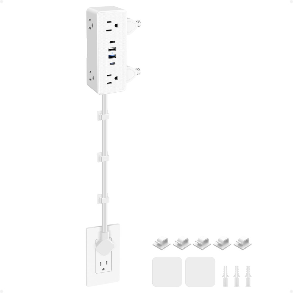 Electrical Outlet Extender Stick, Features 4 USB & 6 Outlets, 39in Flexible E...