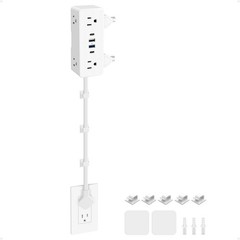 Electrical Outlet Extender Stick, Features 4 USB & 6 Outlets, 39in Flexible E…