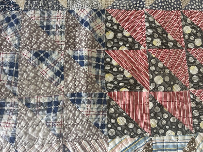 Quilt Patchwork Full VTG Old Utilitarian Folk Art Hand Quilted Homemade gallery