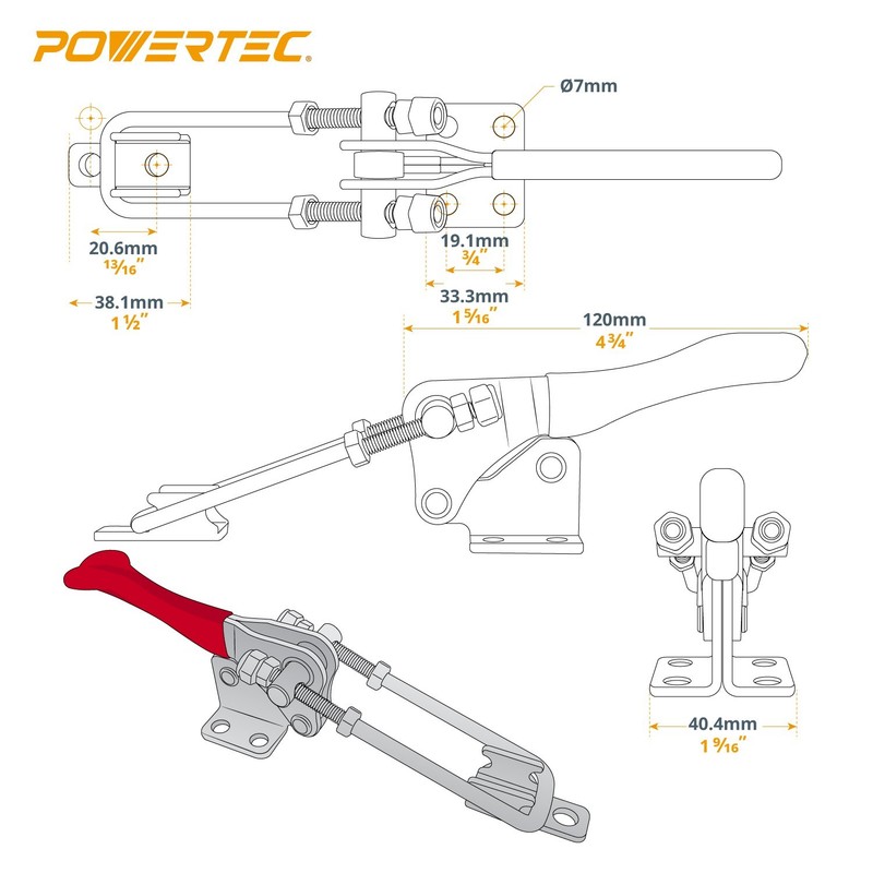 POWERTEC Vertical Latch Action Toggle Clamp, 1000lbs Capacity Number 334 (20309) gallery