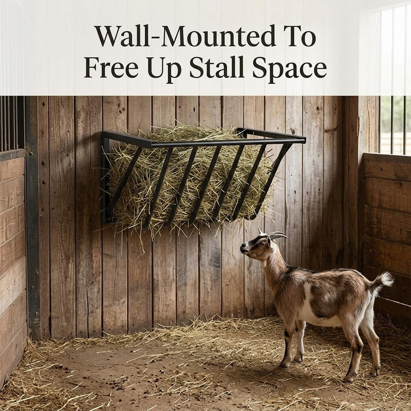 Wall Mounted Hay Feeder & Blanket Holder 32" Heavy Duty Steel Hay Rack for Horse gallery