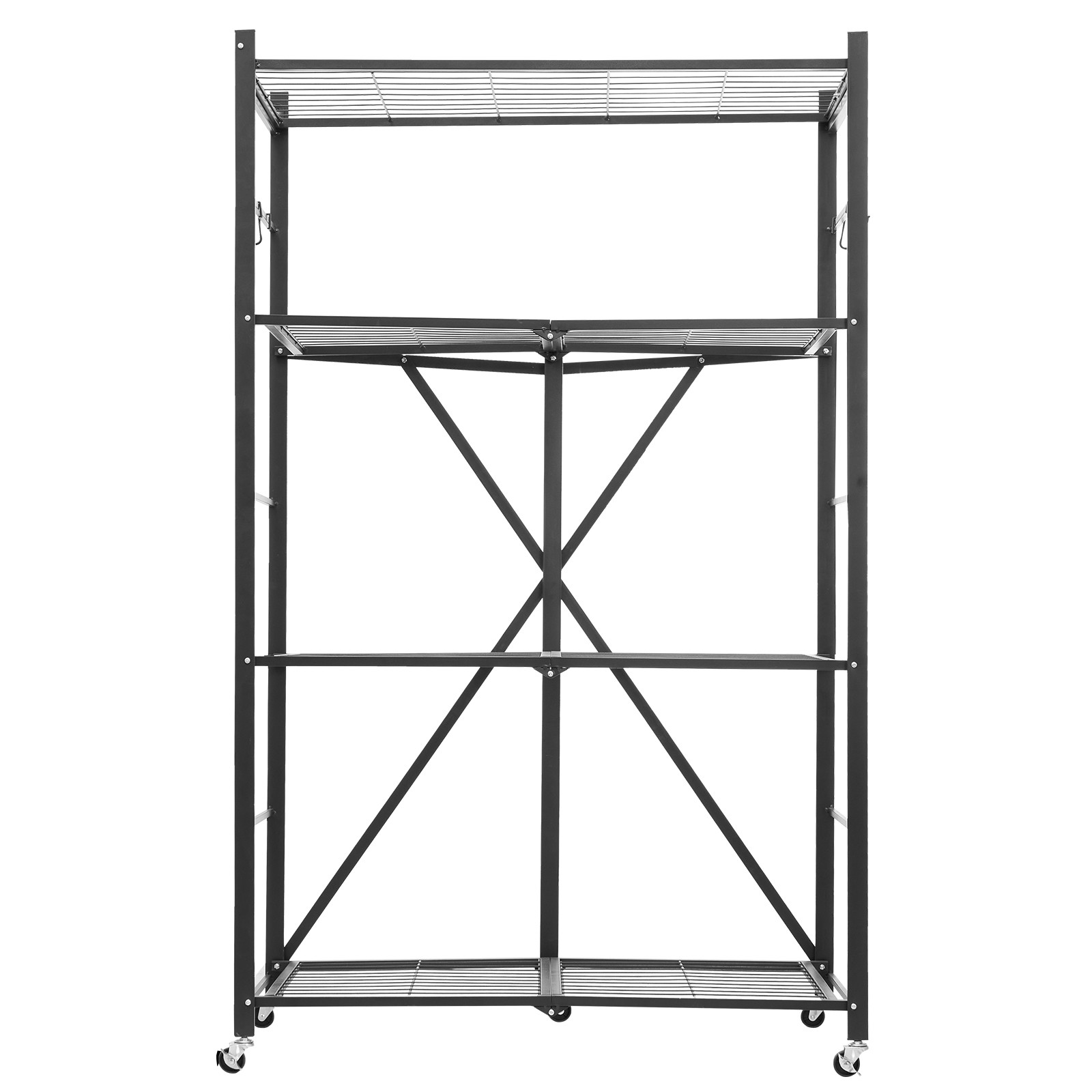 Uimoso 4-Tier Folding Storage Rack with Wheels, No-Assembly Organizer, Black gallery