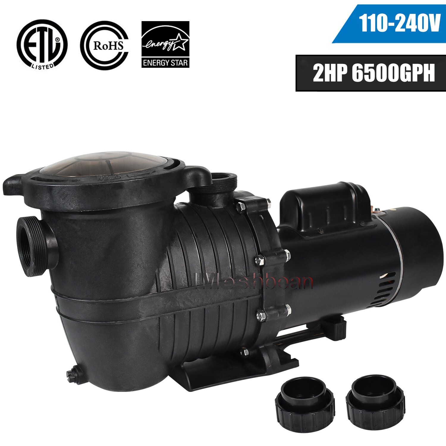 iMeshbean 2HP Inground Swimming Pool Pump 6500GPH 78ft Hmax 1 1/2in NPT 110-240V gallery