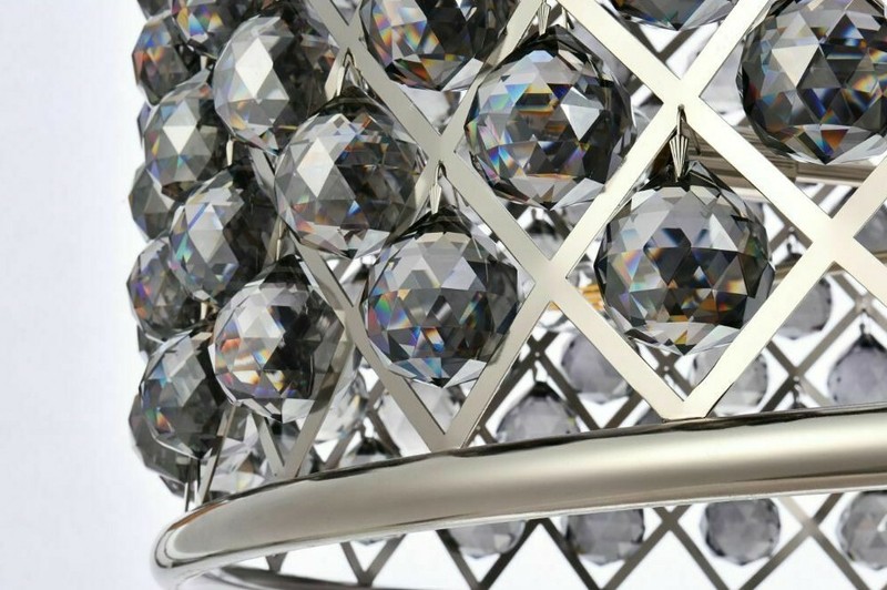 Large Chandelier Ceiling Light Fixture Silver Crystal Balls Polished Nickel 35" gallery