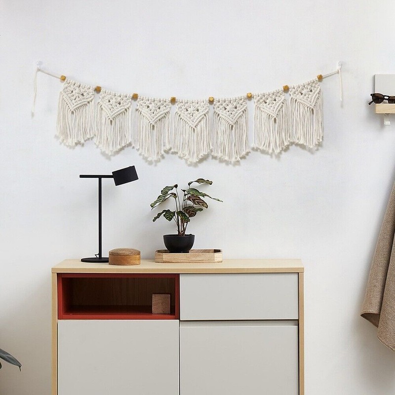 1/2Pcs 110cm Macrame Wall Hanging Tapestry Hand Woven Banner Garland Boho Decor gallery