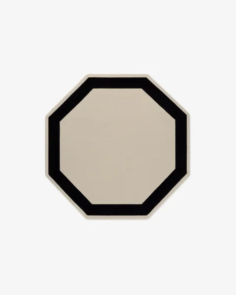 Nordic Knots Grace Octagon Wool Rug Hand-Tufted Cream Black Area Carpet [Size gallery