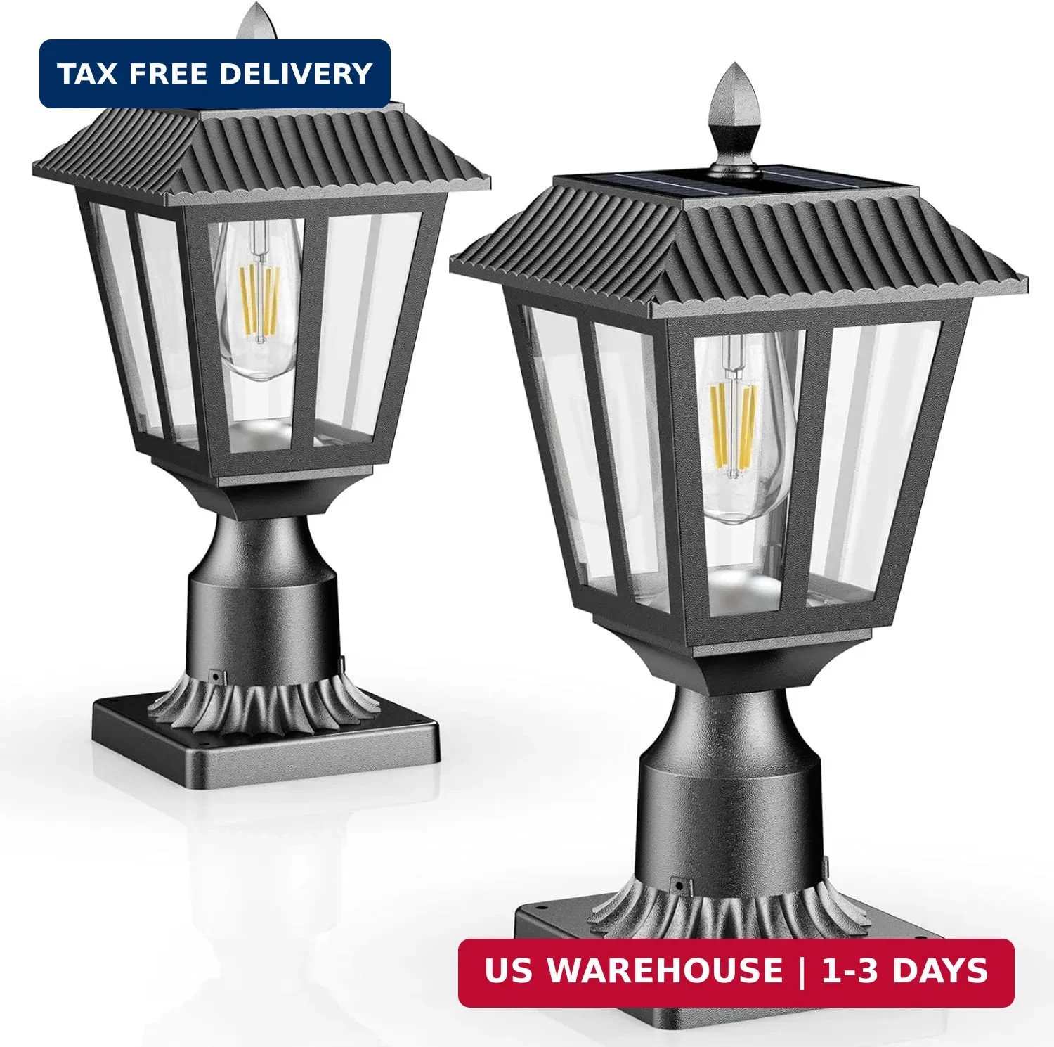 Solar Lamp Post Light Outdoor - 3000K Warm White, IP45 Waterproof Post Solar Lig gallery