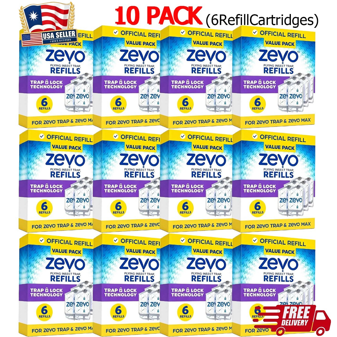 10 PACK-Zevo Flying Insect Trap RefillCartridges -Easyto Use gallery