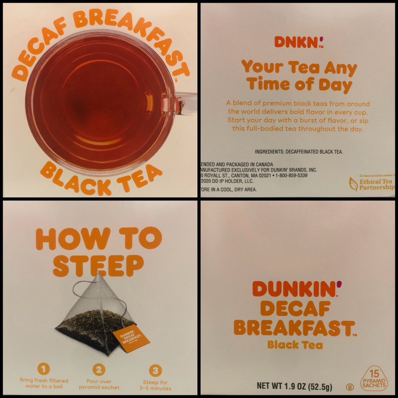 Dunkin Decaf Breakfast Black Tea Total 30 Tea bags Decaffeinated Anytime Of Day gallery