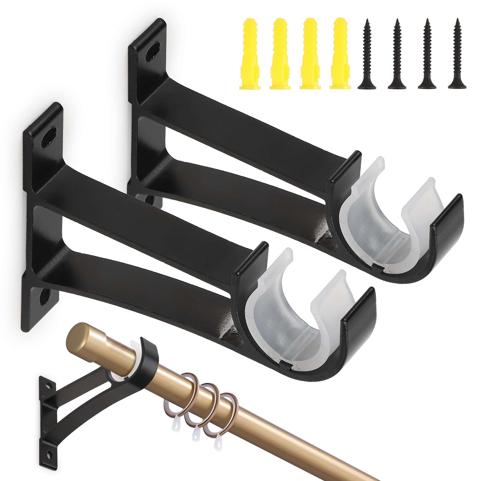2/4/6 Curtain Pole Rod Brackets Window Holder Aluminum Alloy Heavy Duty Hardware gallery