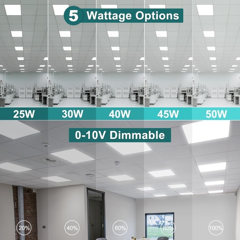 2x2 LED Flat Panel Lights 4 Pack 50W/45W/40W/30W/25W Adjustable gallery