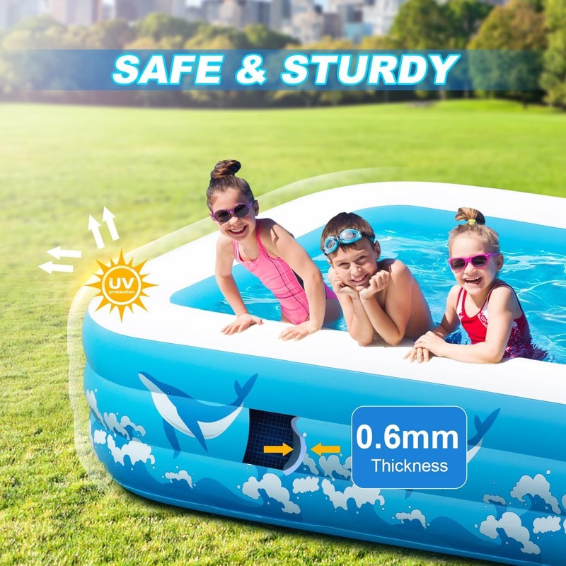 Best Large Inflatable Swimming Pool for Adults Kids - 130"x72"x22" Blow Up Pools gallery