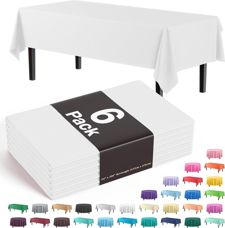 Exquisite 6-Pack Plastic Tablecloth 54in. x 108in. Rectangle Plastic Table C... gallery