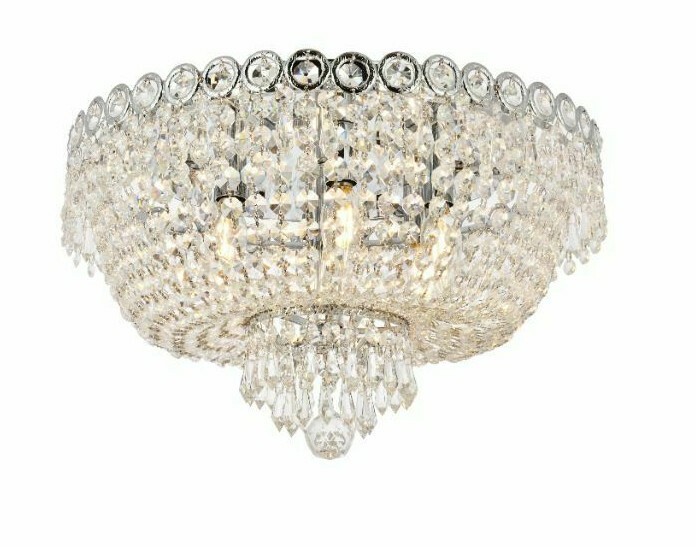 Chandelier Flush Mount Crystal Light Fixture Dining Room Bedroom or Kitchen 18" gallery