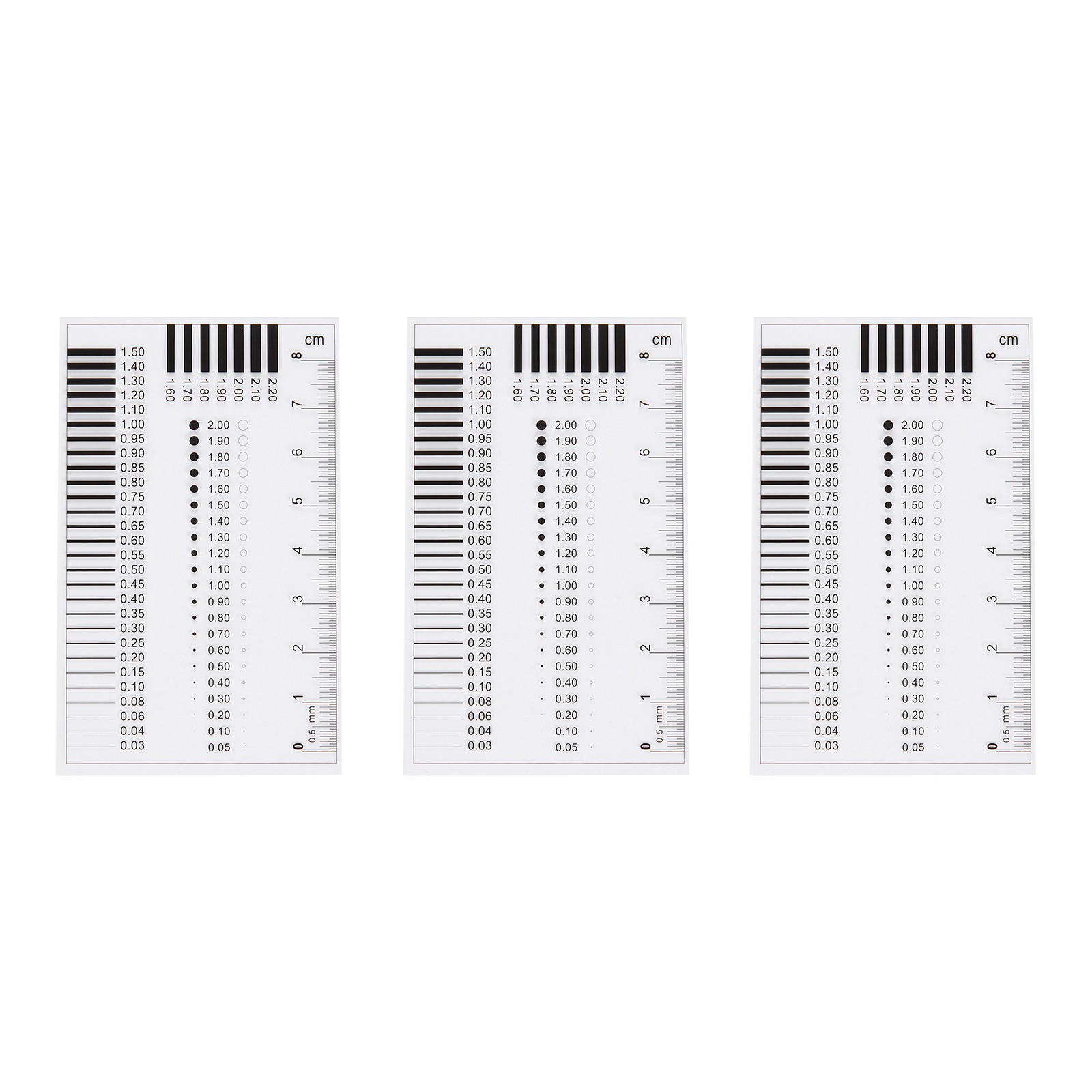 3pcs High Precision SEC Size Estimation Chart 90x55mm 0.12mm Diameter Line gallery