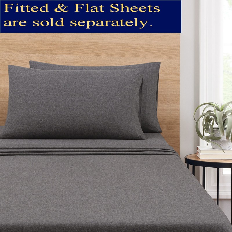 Mainstays Jersey Extra Soft Pillowcase Set, Standard/Queen Charcoal Grey 2 Piece gallery