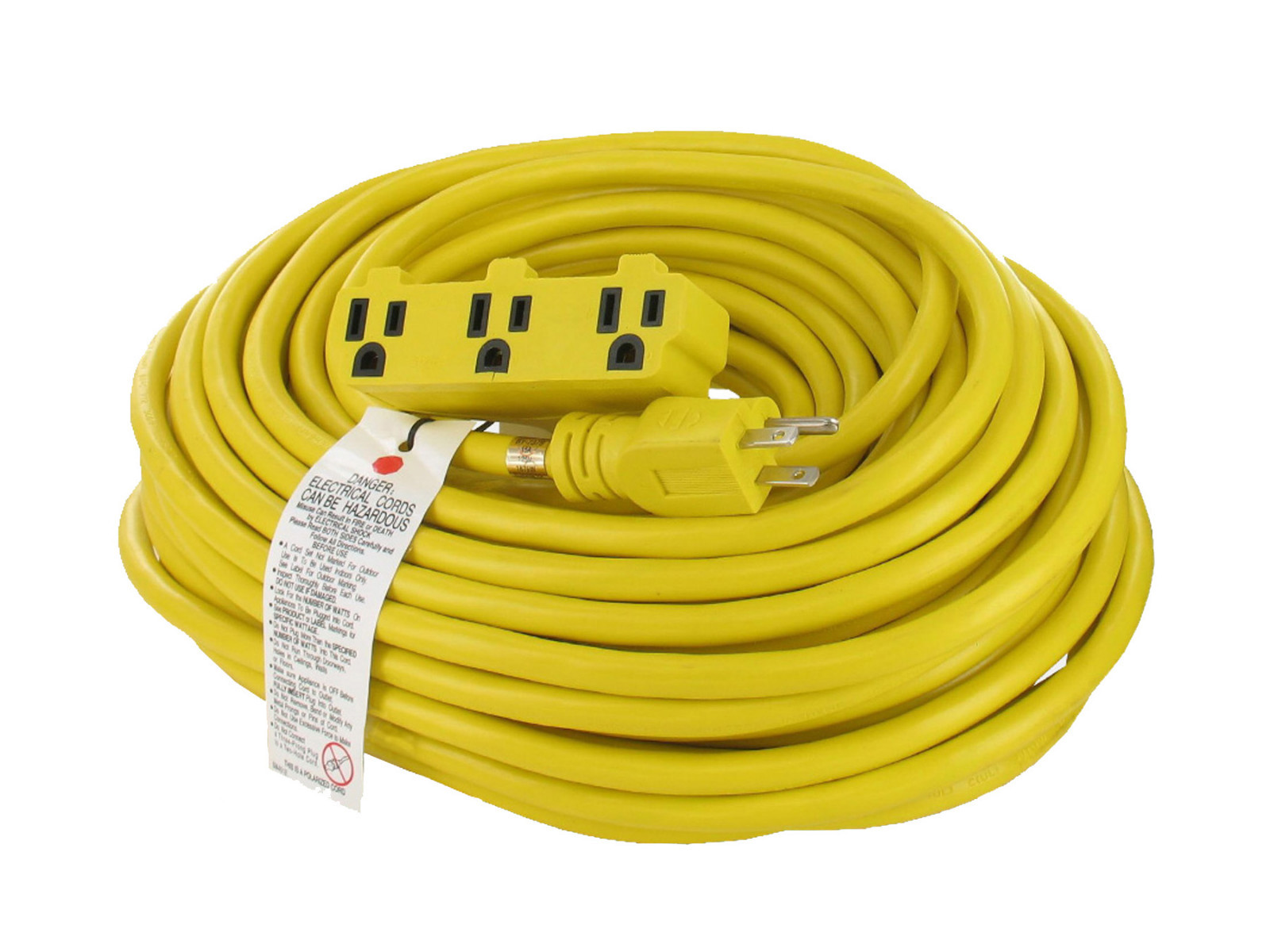 100F 14-3 Outdoor/Indoor Extension Cord 3 Outlet SJTW 13A 1625W 125V 100-OEXT515 gallery