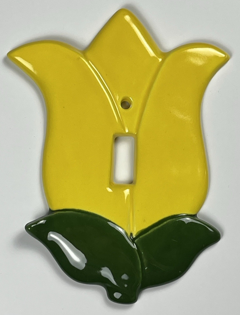Vintage Ceramic Yellow Tulip Light Switch Plate Cover Wall Toggle 3D Cottagecore gallery
