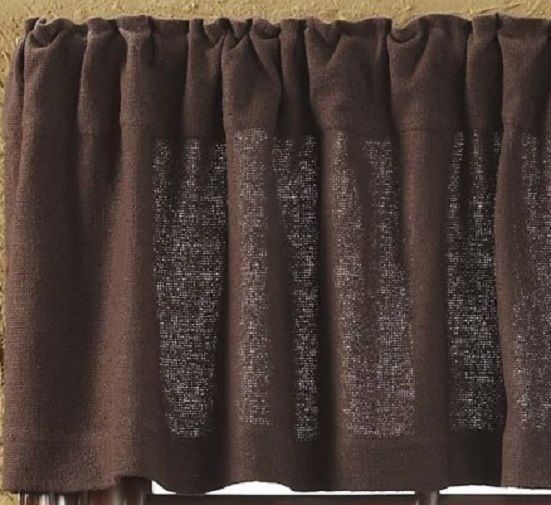 Burlap Chocolate Brown 100% Cotton Rustic Country Window Valance 72" Wide gallery