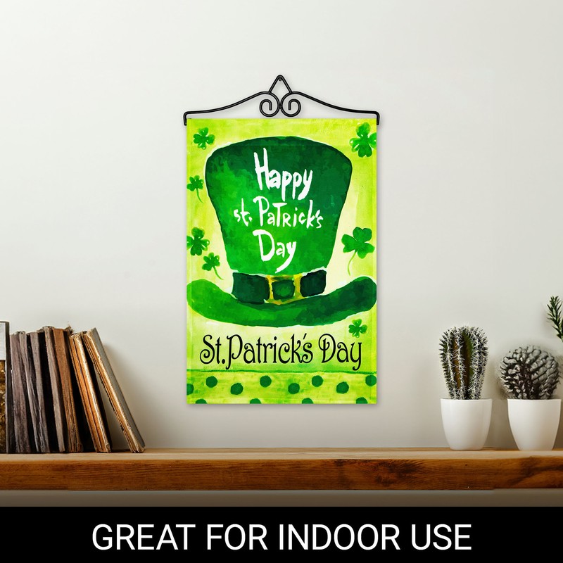 Garden Flag Happy St. Patrick's Day Leprechaun Hat 12x18IN & Hanger Printed Poly gallery