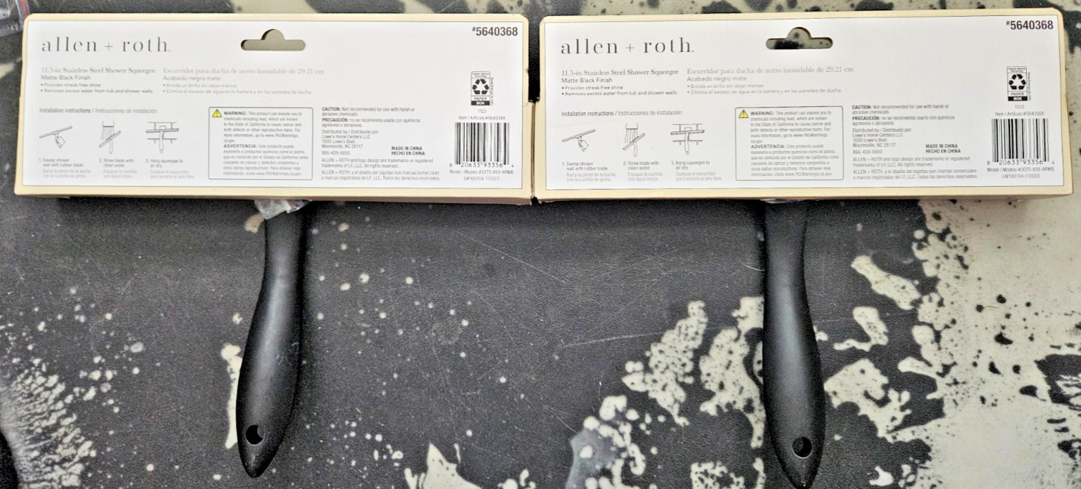 allen + roth Steel Rubber Shower Squeegee Matte Black 2 Pack gallery