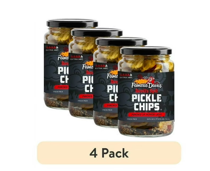 (4 pack) Famous Dave's Devil's Spit™ Pickle Chips, 24 fl oz Jar gallery