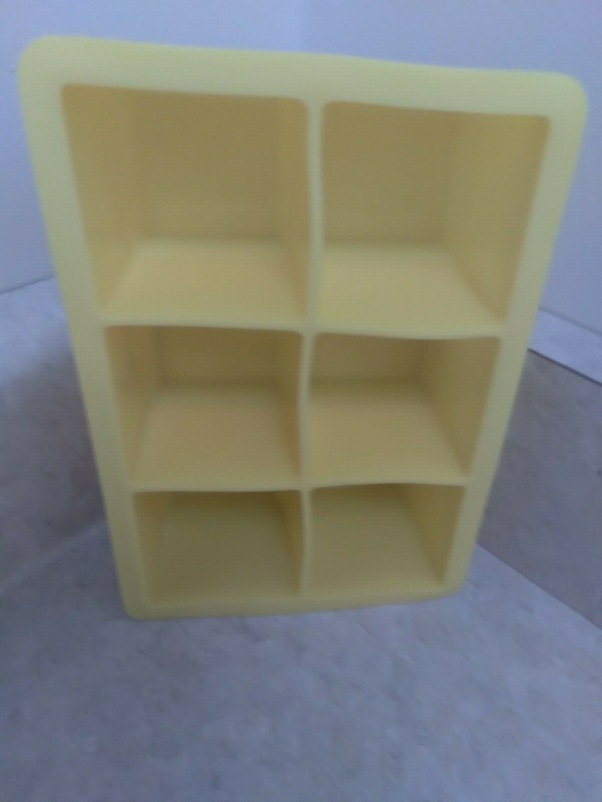 Large silicone (3 1/2 ounces each), ice cube tray, yellow, new, makes 6 cubes gallery