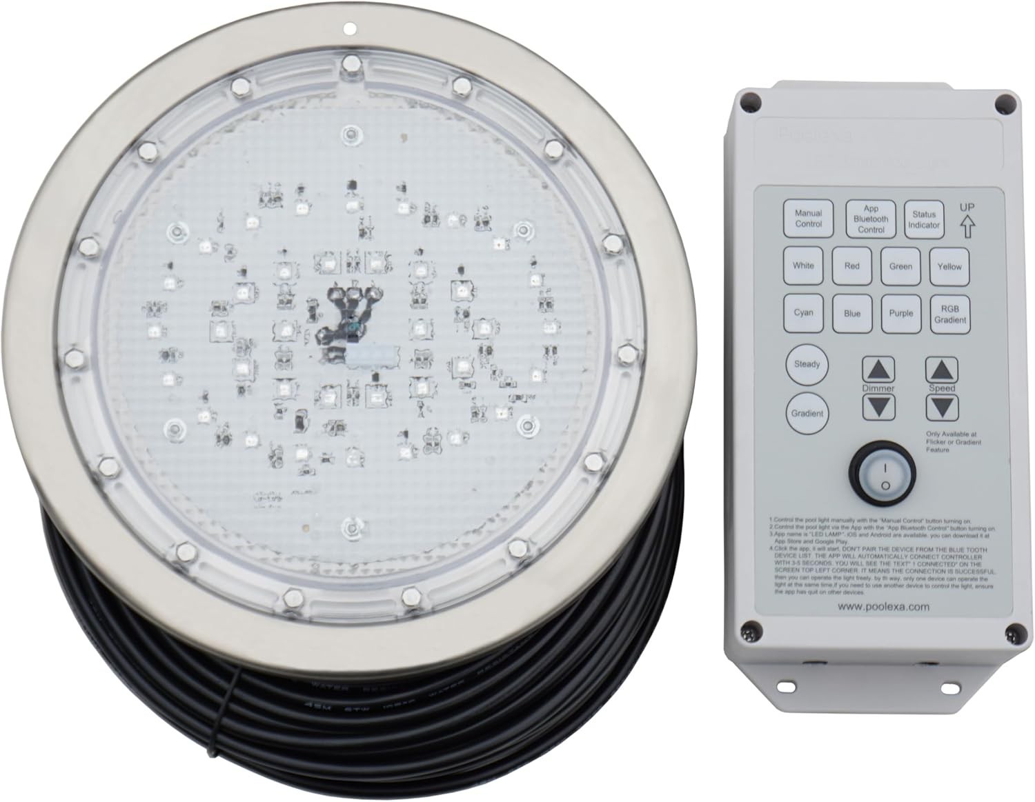 10 Inch LED Multicolor Inground Pool Light – Stainless Steel Housing, 50Ft Cord, gallery