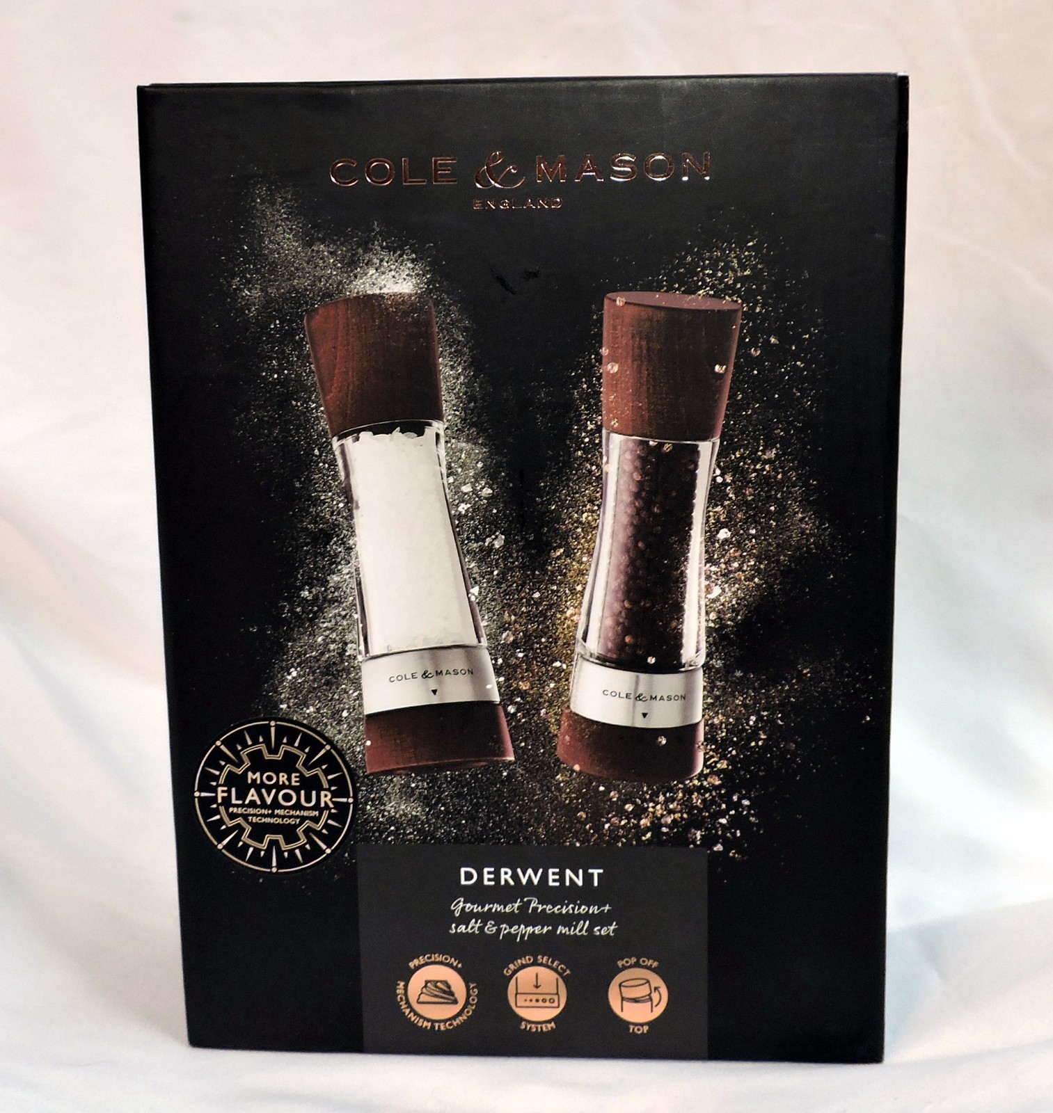 Boxed Set Cole & Mason Derwent Salt and Pepper Mill Stainless Steel & WOOD gallery