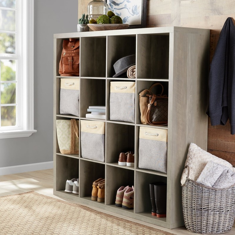 16-Cube Storage Organizer, Bookcase, Display Compartment, Open Back, Home Office gallery