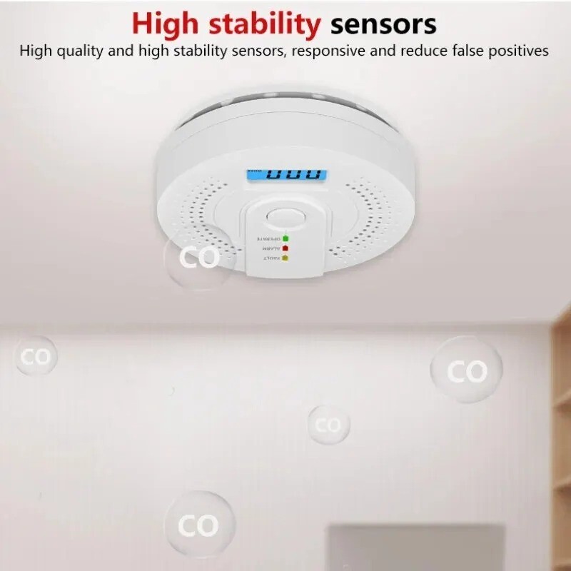 Carbon Monoxide Warning Alarm Sensor LED Digital Battery Powered gallery