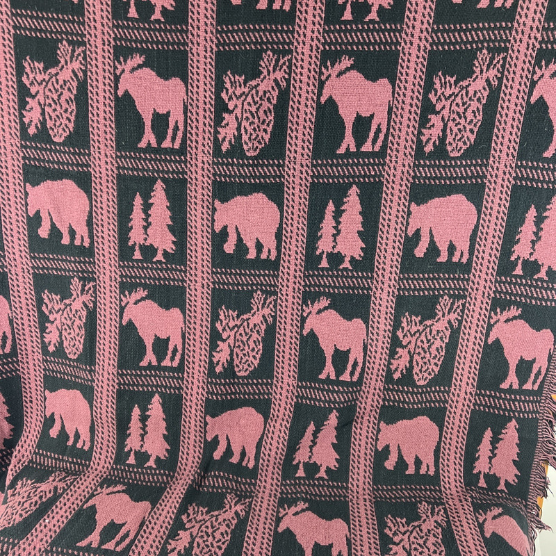 Bear Moose Throw Blanket Adirondack Rustic Cabin Decor Maroon Black Silhouettes gallery