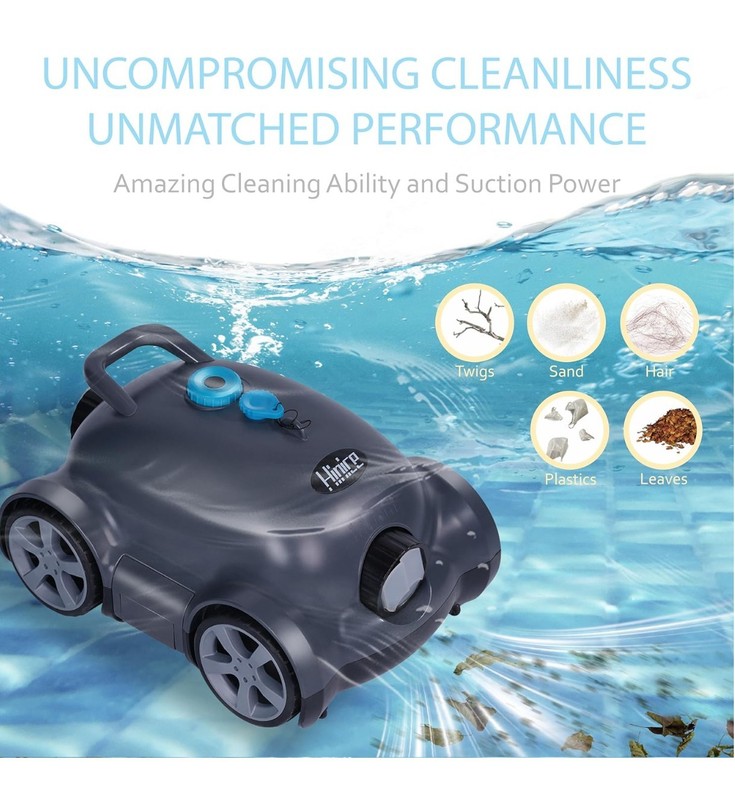 Cordless Robotic Pool Cleaner,Automatic Pool Vacuum Robot up to 2153 sq ft Black gallery