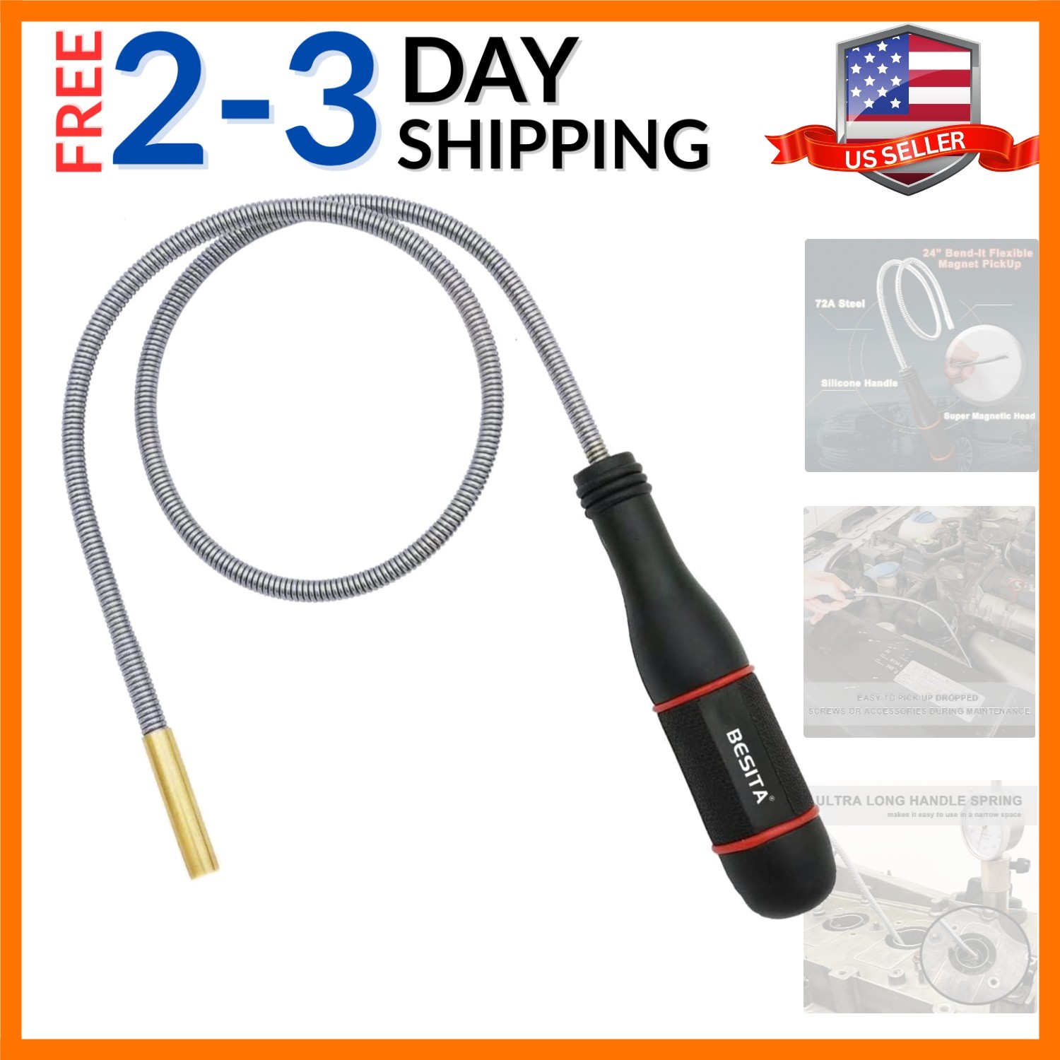 Magnetic Pickup Tool - 24” Bend-It Flexible Magnet Pick-Up Sweeper Bendable R... gallery
