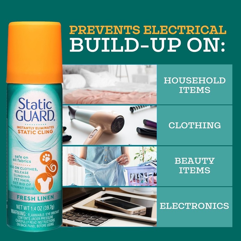 Static Guard Fabric Spray, Fresh Linen Scent, 1.4 Oz Travel Size (Pack of 12) gallery