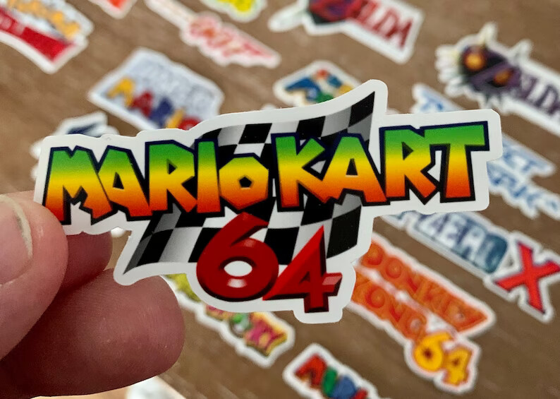 20 Nintendo 64 Logo Stickers - White, Clear or Holographic - Super Mario Kart gallery