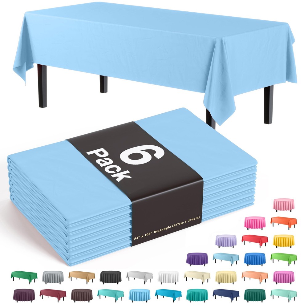 Exquisite 6-Pack Premium Plastic Tablecloth 54in. x 108in. Rectangle Plastic ...