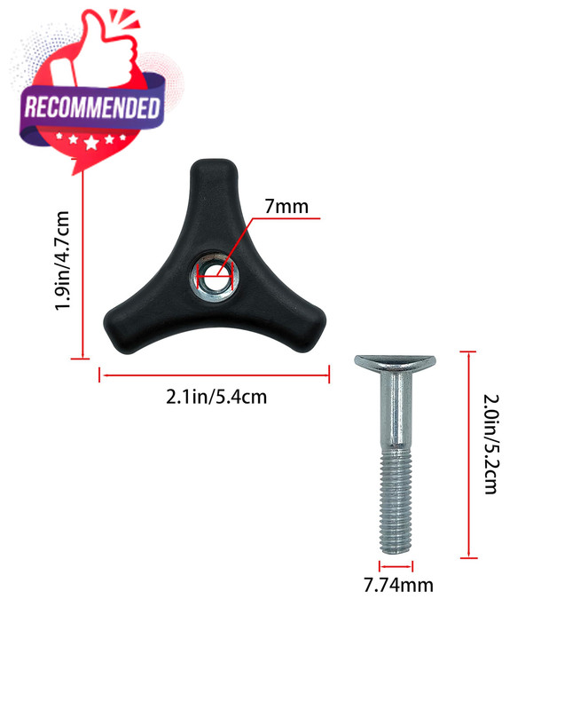 4 Sets Lawn Mower Handle Knobs Nut Bolt, Triangle Handle Knob Screw Bolt Set gallery