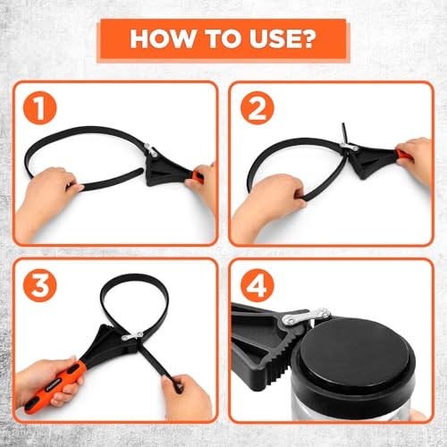 2-Piece Strap Wrench Set, Adjustable Rubber Oil Filter Wrench Max Orange gallery