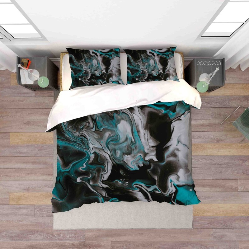 3D Marble Texture Black Blue White Quilt Cover Set Bedding Sets Pillowcases 64 gallery
