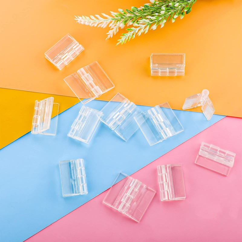 12 Pcs Plastic Acrylic Clear Small Hinges Self Adhesive Piano 35x30mm, gallery