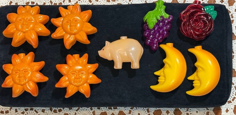 Vtg blow mold plastic celestial string Light covers Whimsical Sun Pig Moon As Is gallery